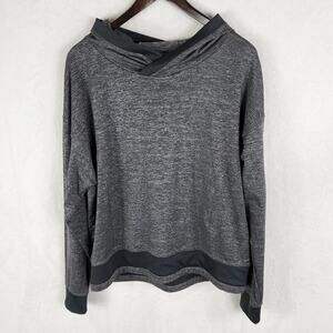 Mondetta Ultra Soft Hoodie Women L Soft Heathered Grey & Black Ribbed Details